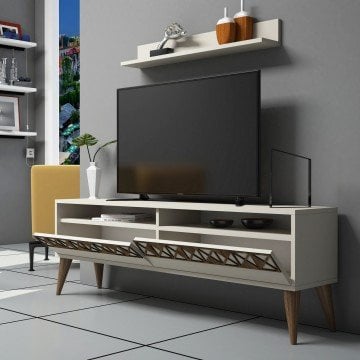 Line TV Ünitesi ve Orta Sehpa Takımı - Krem