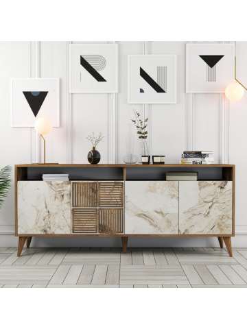 Variant Milan Konsol - Ceviz / Beyaz Mermer