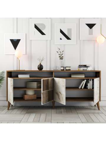 Variant Milan Konsol - Ceviz / Beyaz Mermer
