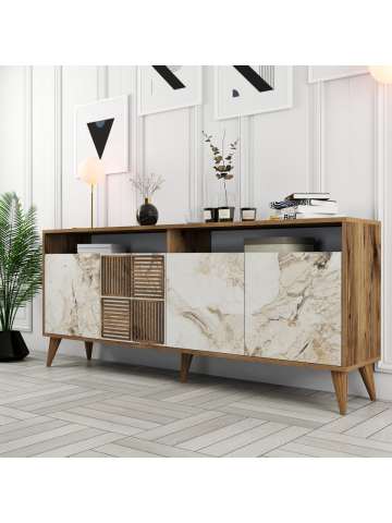Variant Milan Konsol - Ceviz / Beyaz Mermer