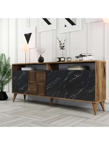 Variant Milan Konsol - Ceviz / Siyah Mermer