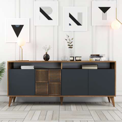 Milan 3'lü Salon Takımı - Ceviz / Antrasit