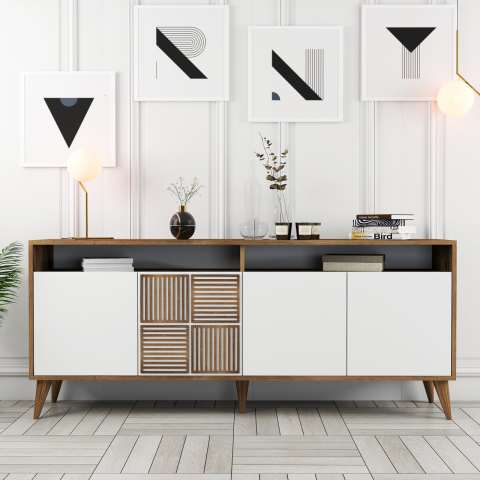 Milan 3'lü Salon Takımı - Ceviz / Beyaz