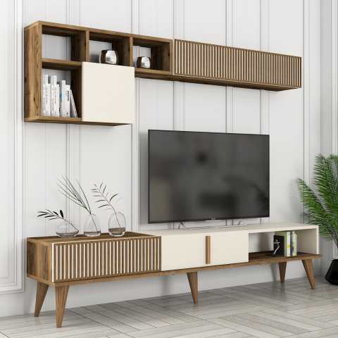 Milan 3'lü Salon Takımı - Ceviz / Krem