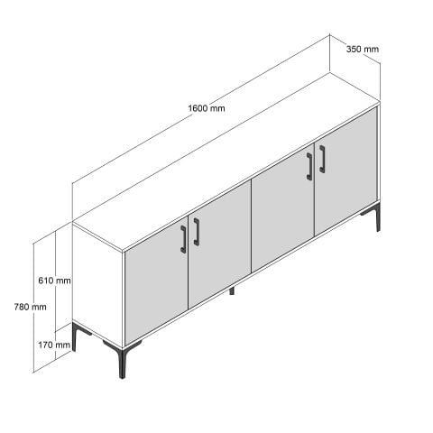 Kiev 160 cm Konsol - Ceviz / Siyah Mermer
