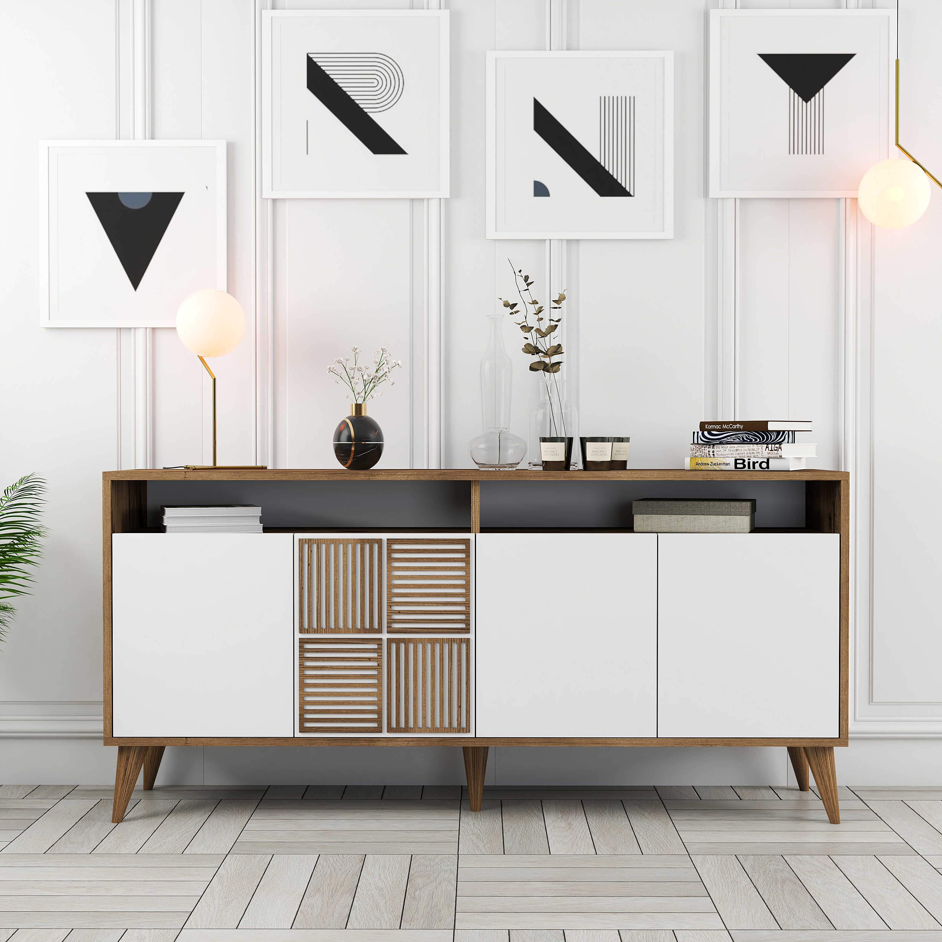 Milan 160 cm Konsol - Ceviz / Beyaz