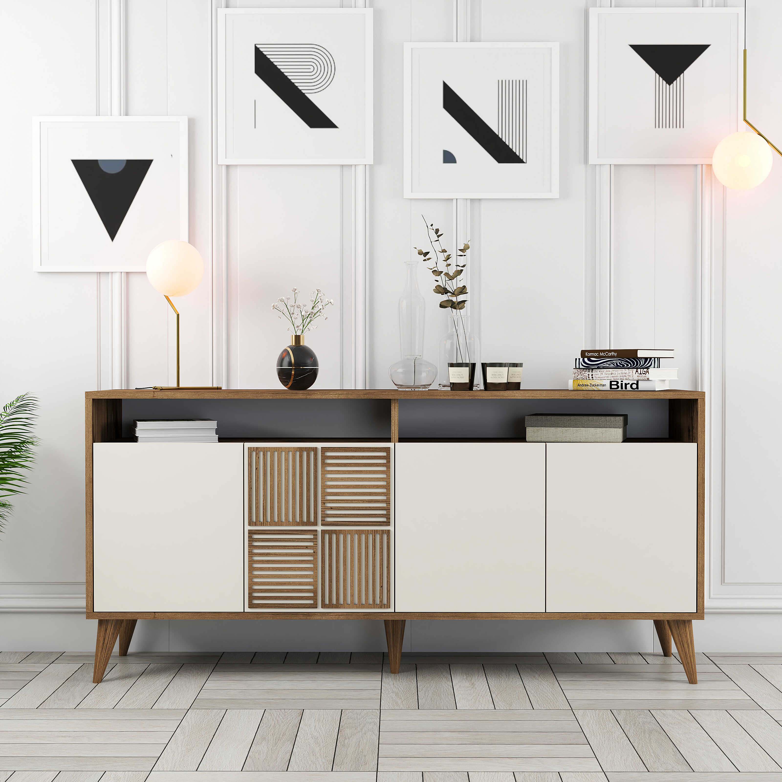 Milan 160 cm Konsol - Ceviz / Beyaz
