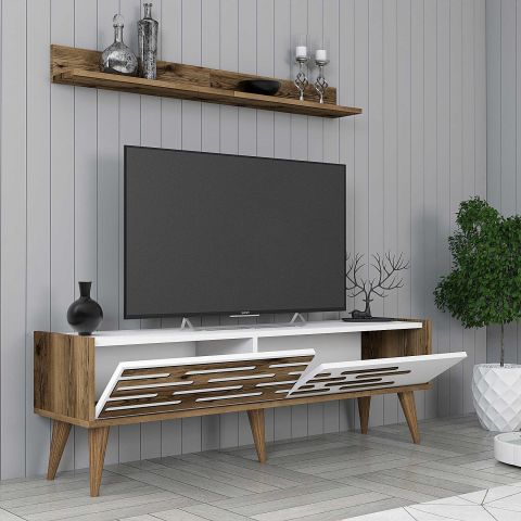 Variant Valensiya 140Cm Tv Ünitesi Ve Orta Sehpa Takımı - Ceviz / Beyaz