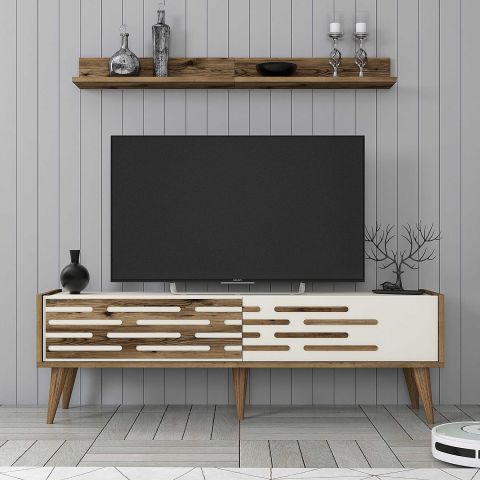 Variant Valensiya 140Cm Tv Ünitesi Ve Orta Sehpa Takımı - Ceviz / Krem