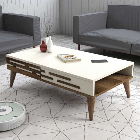 Variant Valensiya 140Cm Tv Ünitesi Ve Orta Sehpa Takımı - Ceviz / Krem