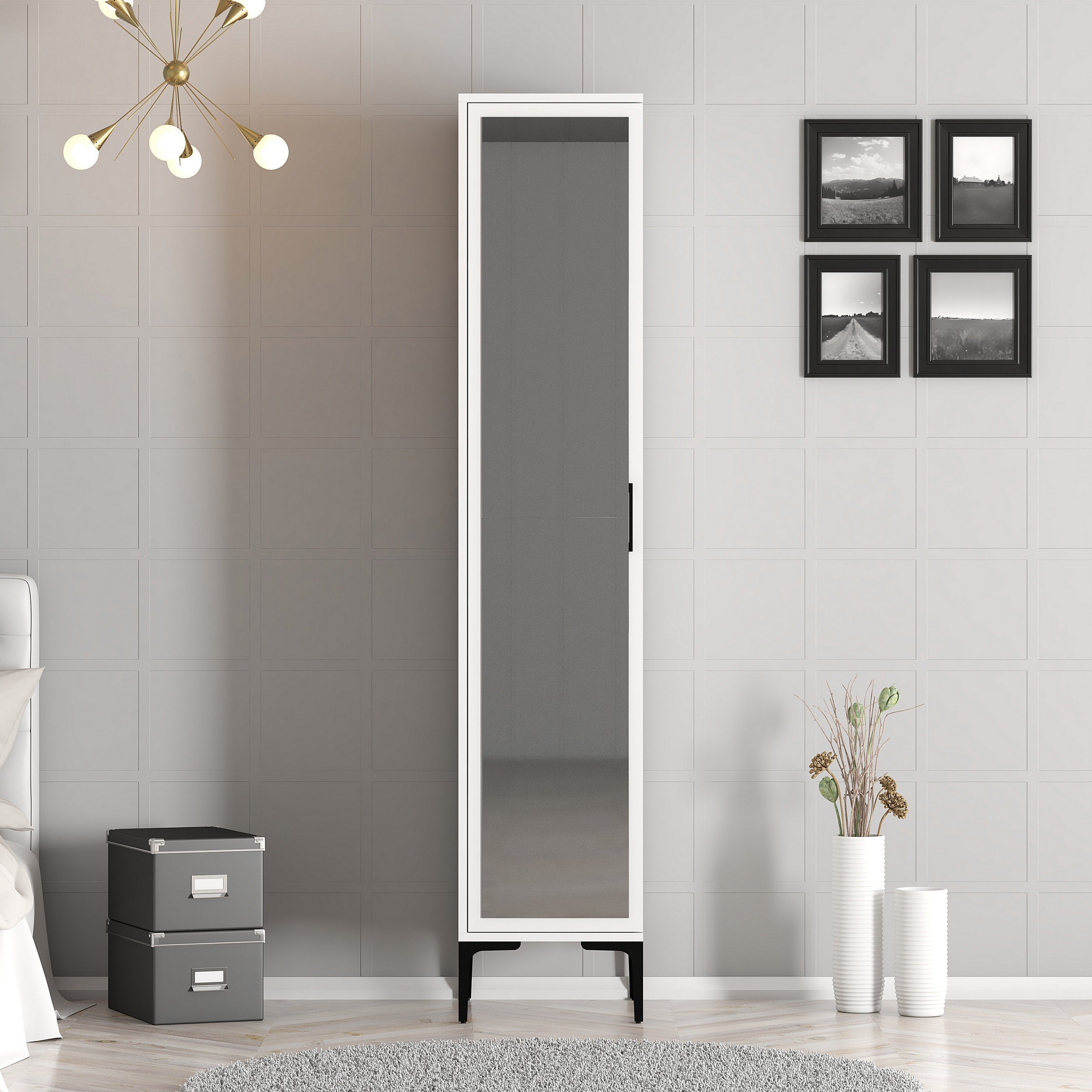 Kumsal 1 Kapılı (R) Gardırop - Beyaz / Beyaz