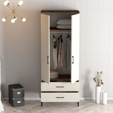 Kumsal 2 Kapılı (T) Gardırop - Lidya / Krem