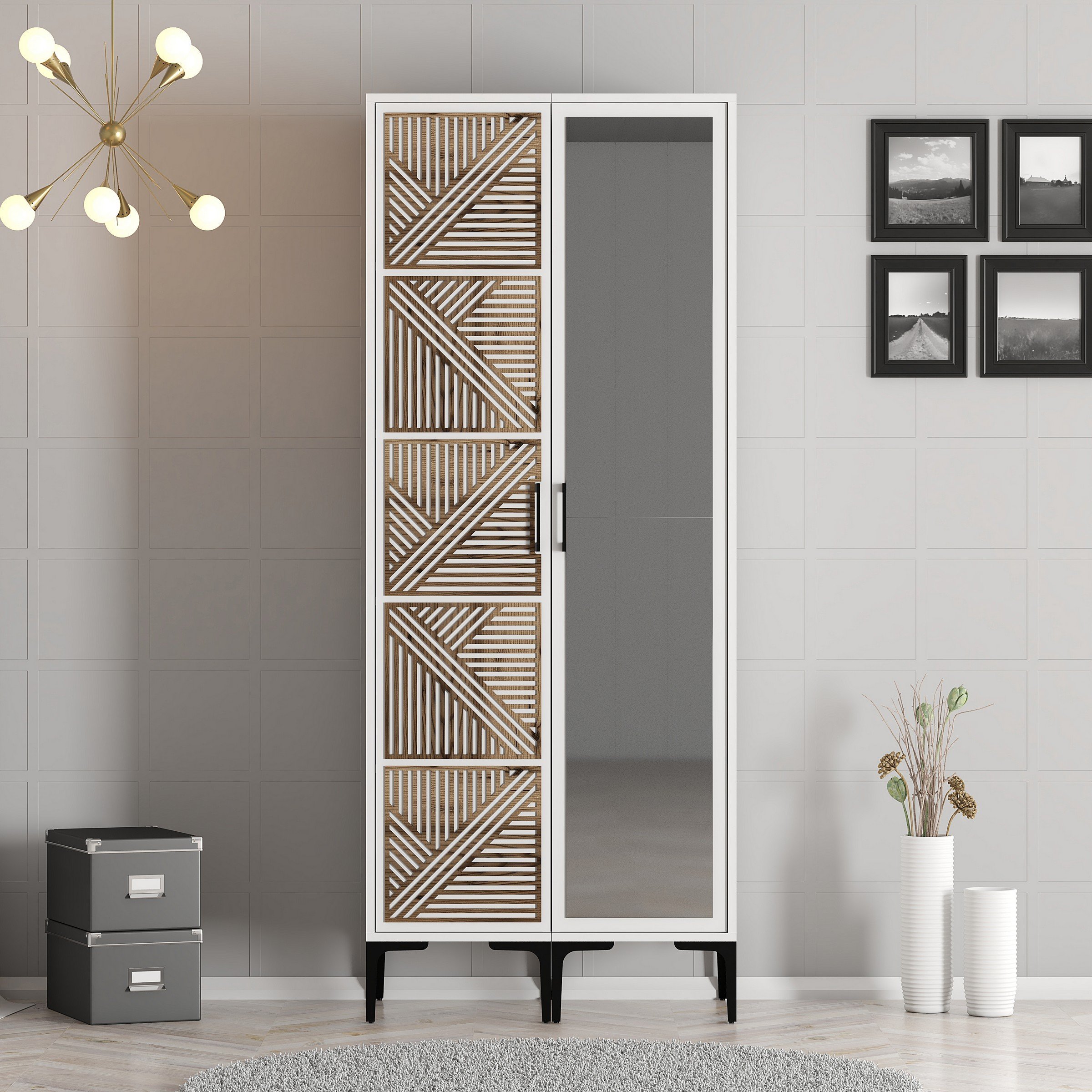 Kumsal 2 Kapılı (PR) Gardırop - Beyaz / Beyaz
