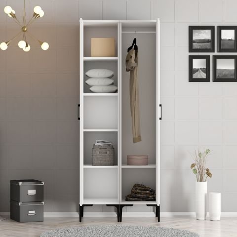 Kumsal 2 Kapılı (PR) Gardırop - Beyaz / Beyaz