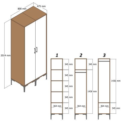 Kumsal 2 Kapılı (RS) Gardırop - Lidya / Beyaz