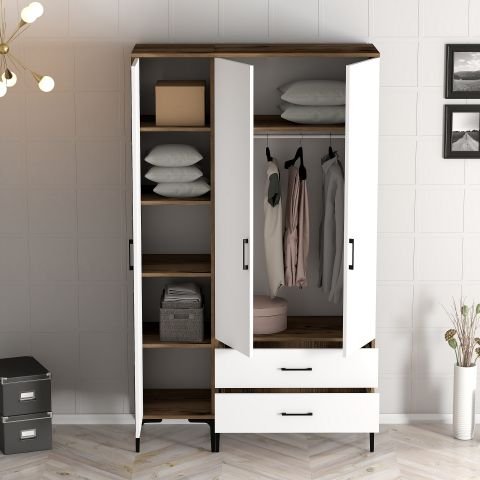Kumsal 3 Kapılı (PT) Gardırop - Lidya / Beyaz